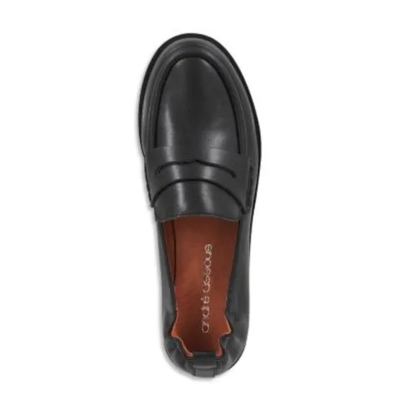 ANDRE ASSOUS Womens Black Penny Keeper Heel Pull-Tab River Loafers Shoes 9.5
