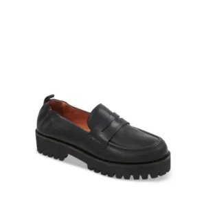 ANDRE ASSOUS Womens Black Penny Keeper Heel Pull-Tab River Loafers Shoes 9.5
