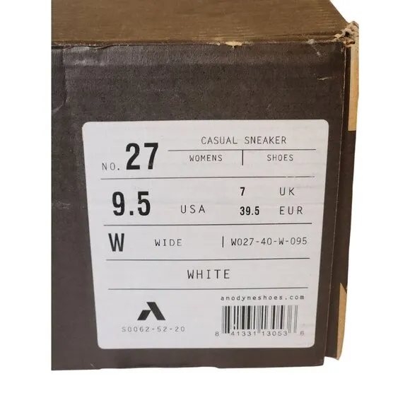 Anodyne No. 27 Casual Sneaker Diabetic Walking Shoes White Women's Size 9.5 Wide