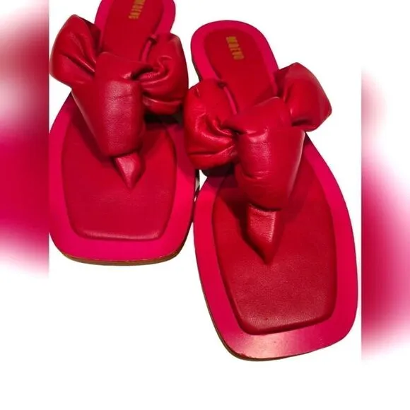 ANTHROPOLOGIE Maeve Leather Puffy Knotted Sandals Shoes Square Toe | 9