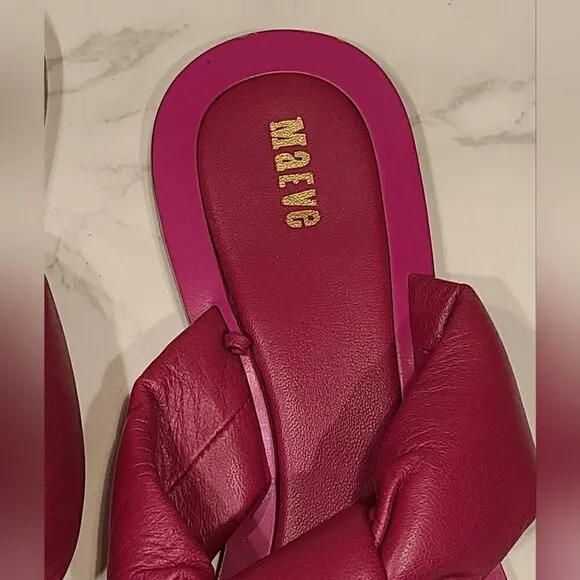 ANTHROPOLOGIE Maeve Leather Puffy Knotted Sandals Shoes Square Toe | 9