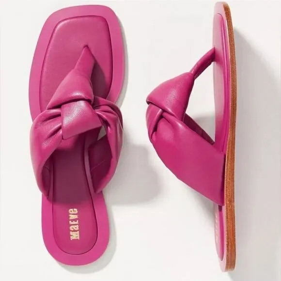ANTHROPOLOGIE Maeve Leather Puffy Knotted Sandals Shoes Square Toe | 9