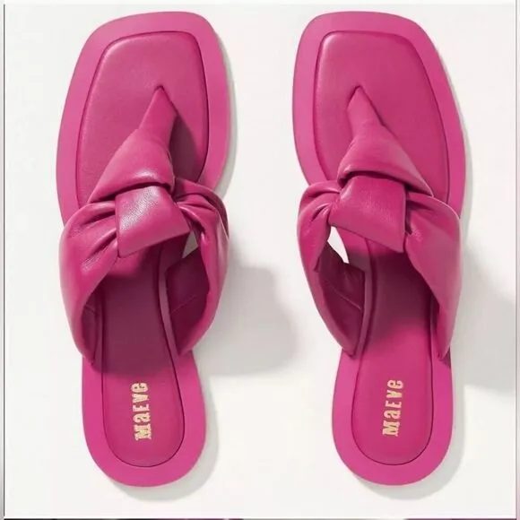 ANTHROPOLOGIE Maeve Leather Puffy Knotted Sandals Shoes Square Toe | 9