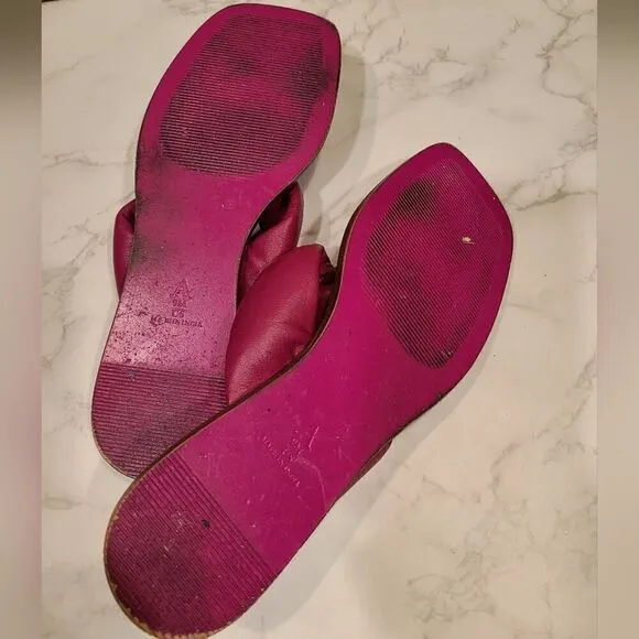ANTHROPOLOGIE Maeve Leather Puffy Knotted Sandals Shoes Square Toe | 9