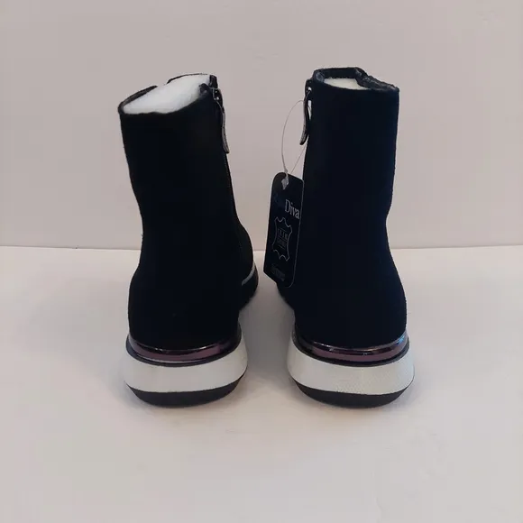 Aqua Diva Brax Black White Suede Ankle Boots Waterproof AD1484 Womens 38/7.5-8