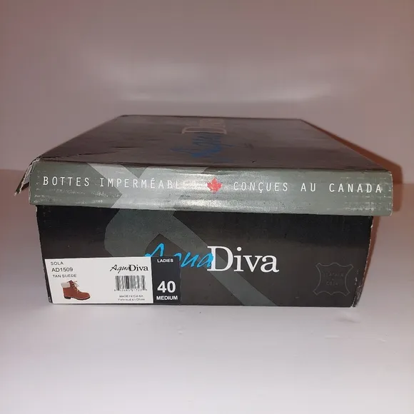 Aqua Diva Sola Faux Shearling Cuff Brn Wht Lace-up Leather Boots Womens Sz 40/9