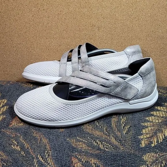 Aravon Women's Metallic Taupe Power Comfort Mary Jane Shoes- Size 8.5