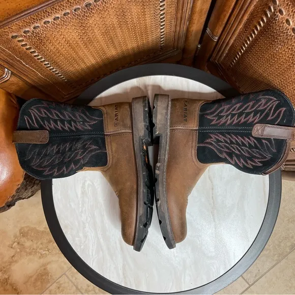 Ariat Groundbreaker Pull On Work Boots. Western Flair. Size 8 1/2
