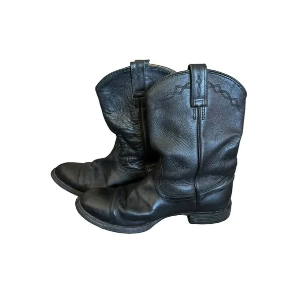 Ariat Mens Heritage Roper Boots 10 B‎ Black Leather Cowboy Western