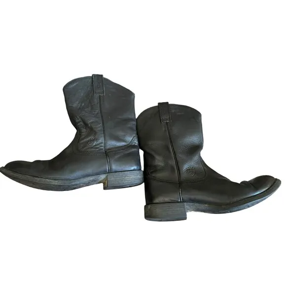 Ariat Mens Heritage Roper Boots 10 B‎ Black Leather Cowboy Western