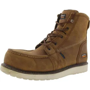 Ariat Mens Rebar Wedge Tan Lace-Up Leather Work &amp; Safety Boots Used