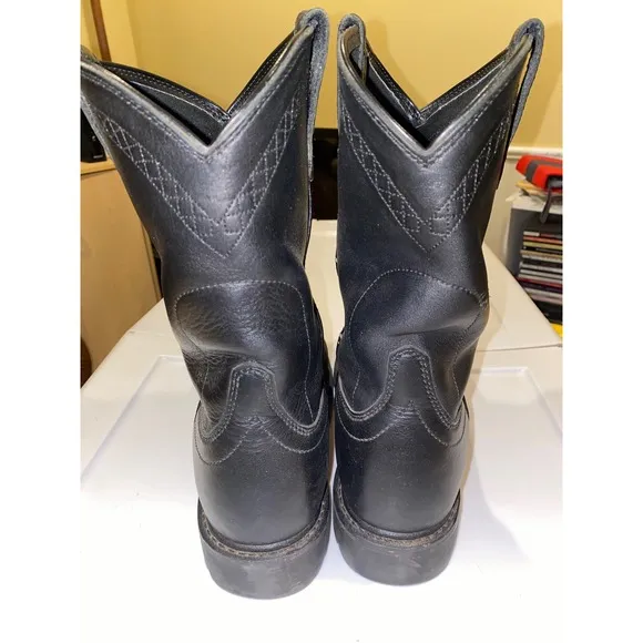 Ariat Men's Sierra Western Work Boots Soft Toe Leather Round Toe Black Size 11 D