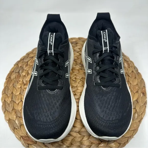 ASICS Gel Nimbus 27 Running Shoes Black Lake Grey White Size 8 Men's