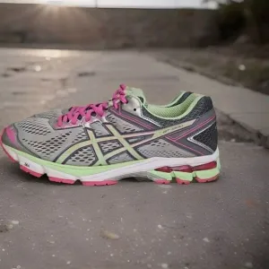 ASICS GT-1000 Athletic Running Shoes  Gray /Pink /Lime Womens Size 11
