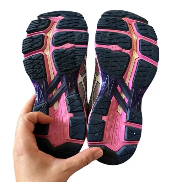 Asics GT 2000 5 Mid Gray pink Running Athlete Shoes Women's Sz 9/EU 40.5