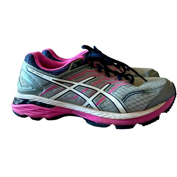 Asics GT 2000 5 Mid Gray pink Running Athlete Shoes Women's Sz 9/EU 40.5