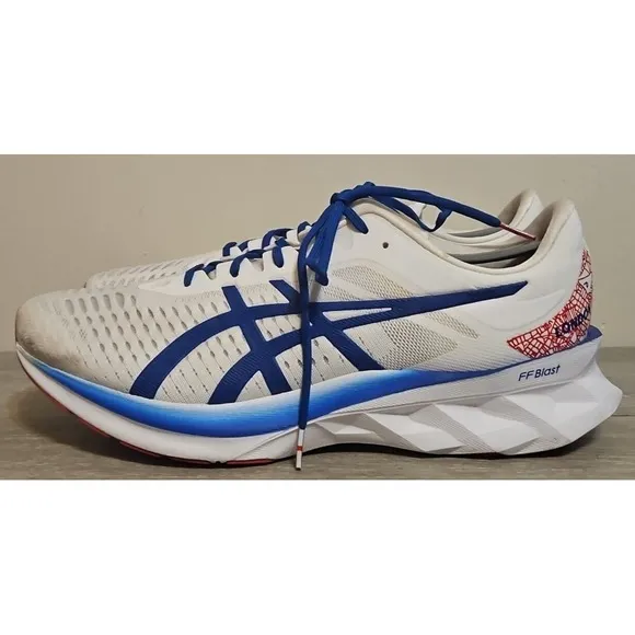 Asics Novablast Mens Size 13 Blue White London Running Sneakers Shoes 1011B119‎