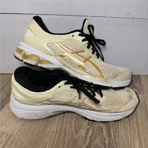 Asics Women's Gel-Kayano 26 Ivory/Gold Running Shoes Size 9