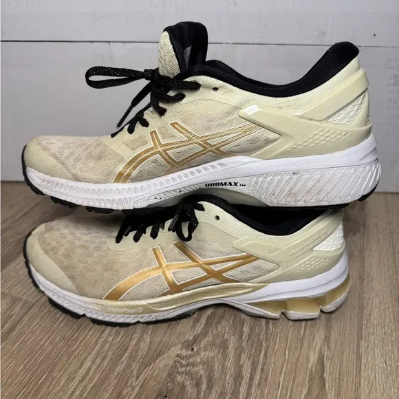 Asics Women's Gel-Kayano 26 Ivory/Gold Running Shoes Size 9
