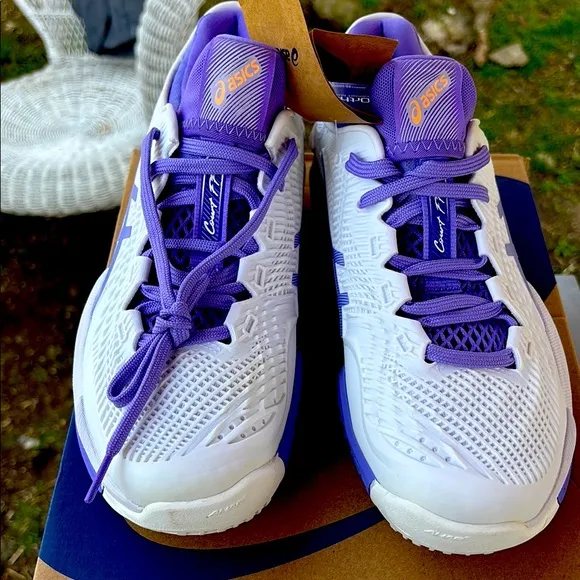 ASICS Women's White and Purple Athletic Shoes