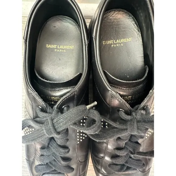 AUTHENTIC YSL SAINT LAURENT PARIS FASHION SNEAKERS Flat TENNIS Shoes 40 / US 7