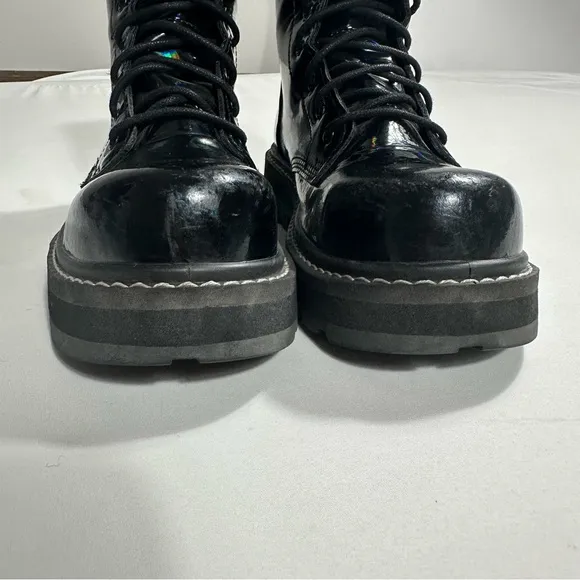 Avenger Fortune Work Boots Women 9 Vegan Black Leather Combat Lace Up Safety Toe