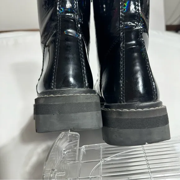 Avenger Fortune Work Boots Women 9 Vegan Black Leather Combat Lace Up Safety Toe
