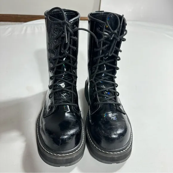 Avenger Fortune Work Boots Women 9 Vegan Black Leather Combat Lace Up Safety Toe