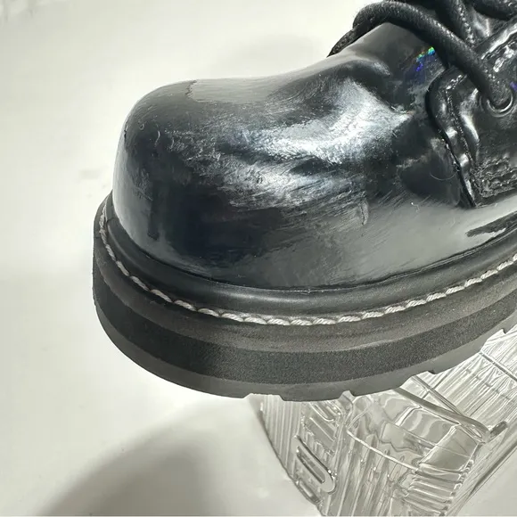 Avenger Fortune Work Boots Women 9 Vegan Black Leather Combat Lace Up Safety Toe