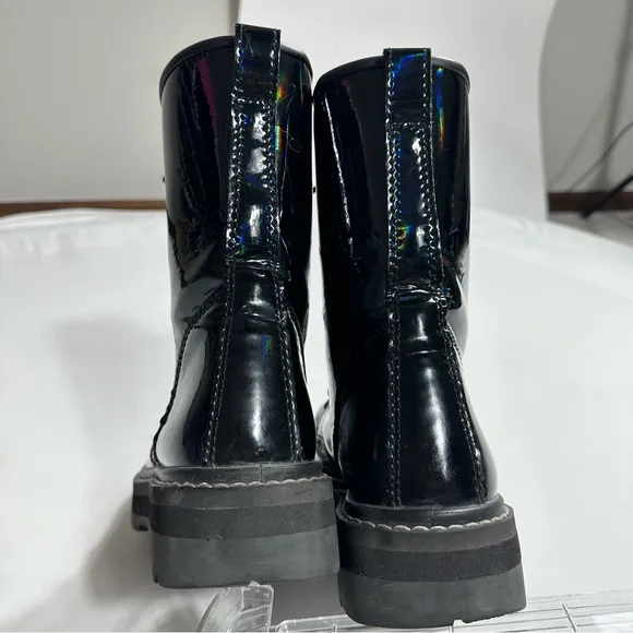 Avenger Fortune Work Boots Women 9 Vegan Black Leather Combat Lace Up Safety Toe