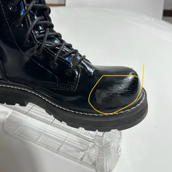 Avenger Fortune Work Boots Women 9 Vegan Black Leather Combat Lace Up Safety Toe