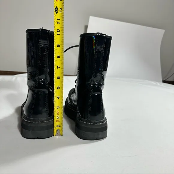 Avenger Fortune Work Boots Women 9 Vegan Black Leather Combat Lace Up Safety Toe