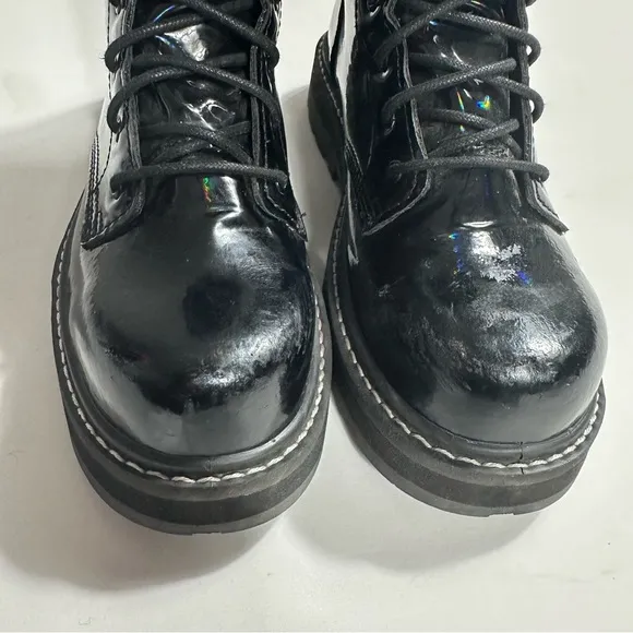 Avenger Fortune Work Boots Women 9 Vegan Black Leather Combat Lace Up Safety Toe