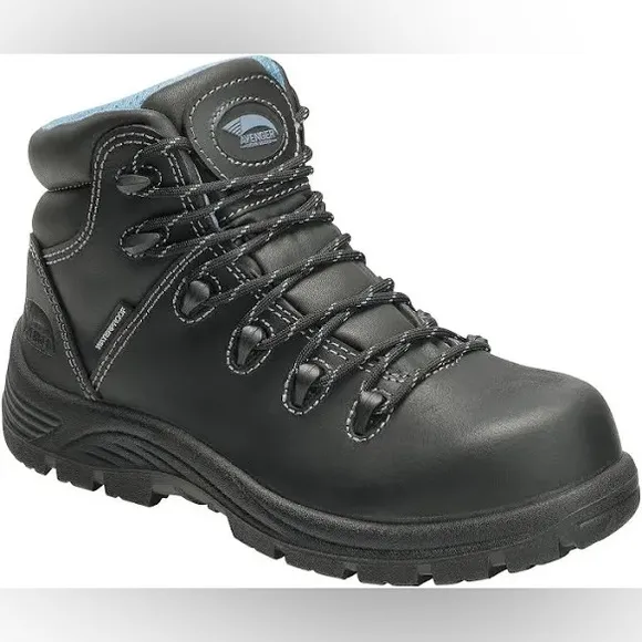 Avenger Safety Black Lace Up Leather Work Boots for Women 7 WIDE