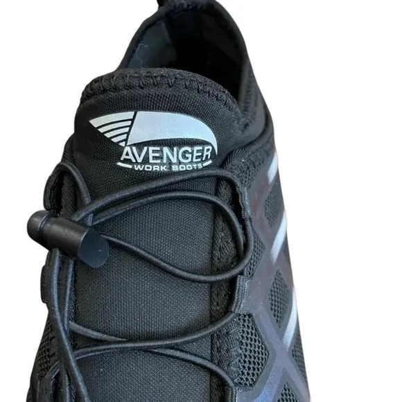 Avengers Work Boots Composite Toe • Black Low Top No Lace • Size 8