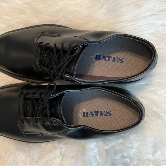 Bates Black Leather Oxford Uniform Shoes Mens Size 12 C Narrow Vibram Soles