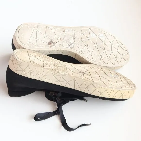 BeautiFeel Black Suede Leather Lace-up Cutout Sneakers Flat Comfort Shoes Size 7