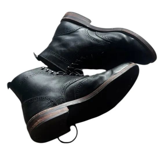 Beckett Simonon Nolan Brogues Handmade Men's Black Boots, Size 11.5