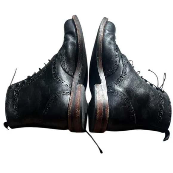 Beckett Simonon Nolan Brogues Handmade Men's Black Boots, Size 11.5