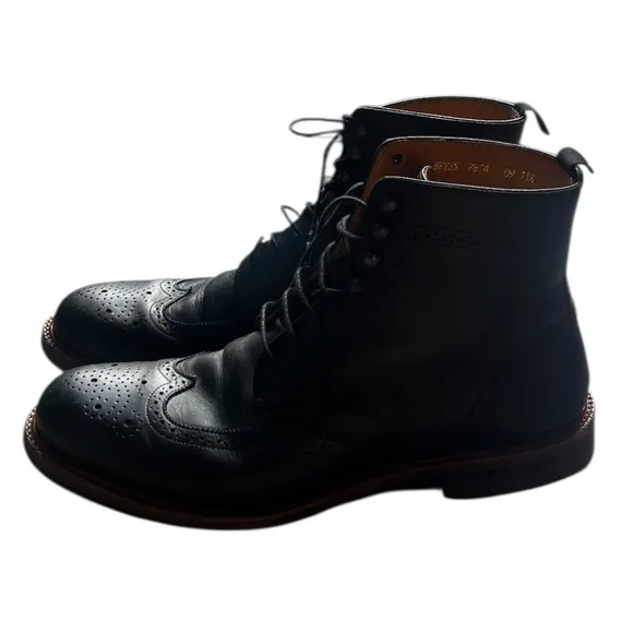 Beckett Simonon Nolan Brogues Handmade Men's Black Boots, Size 11.5