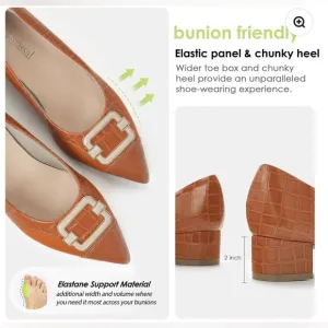 Benassal Bunion Orthopedic Brown Dress Block Heel Pumps -Sophia Sensitive Feet