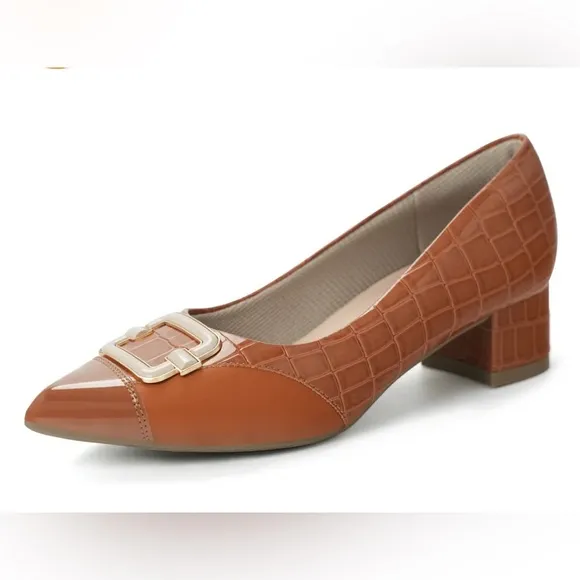 Benassal Bunion Orthopedic Brown Dress Block Heel Pumps -Sophia Sensitive Feet