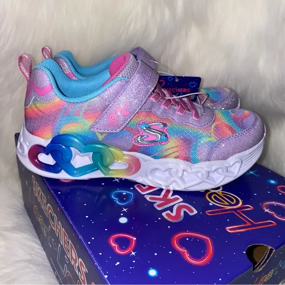 Big Girl size 4 New sneakers sketchers hearts lights kids shoes