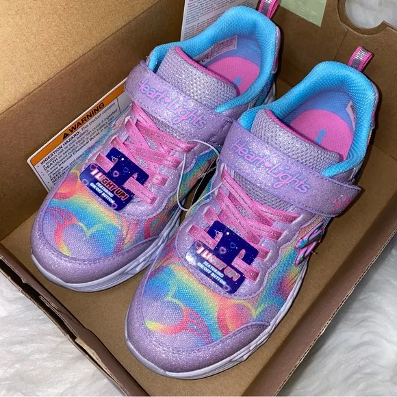 Big Girl size 4 New sneakers sketchers hearts lights kids shoes