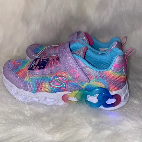 Big Girl size 4 New sneakers sketchers hearts lights kids shoes