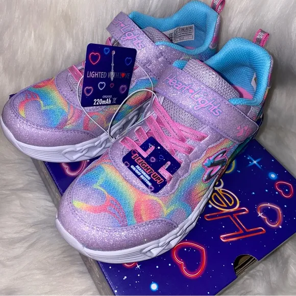 Big Girl size 4 New sneakers sketchers hearts lights kids shoes