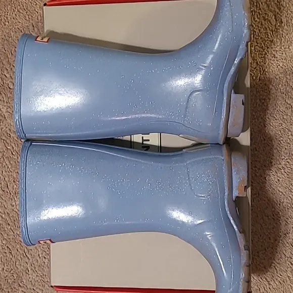 Big Kids HUNTER Original Giant Glitter Rain Boots Vivid Blue Size 2