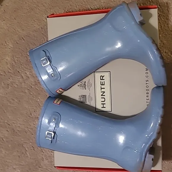 Big Kids HUNTER Original Giant Glitter Rain Boots Vivid Blue Size 2