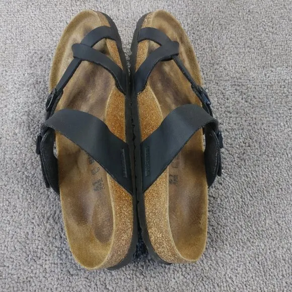 Birkenstock Mayari Sandals Womens 41 EU Shoe Black Leather Toe Loop Buckle Strap