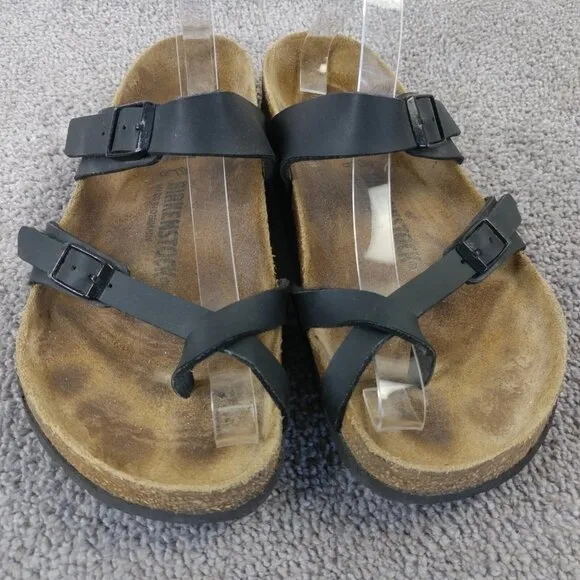 Birkenstock Mayari Sandals Womens 41 EU Shoe Black Leather Toe Loop Buckle Strap